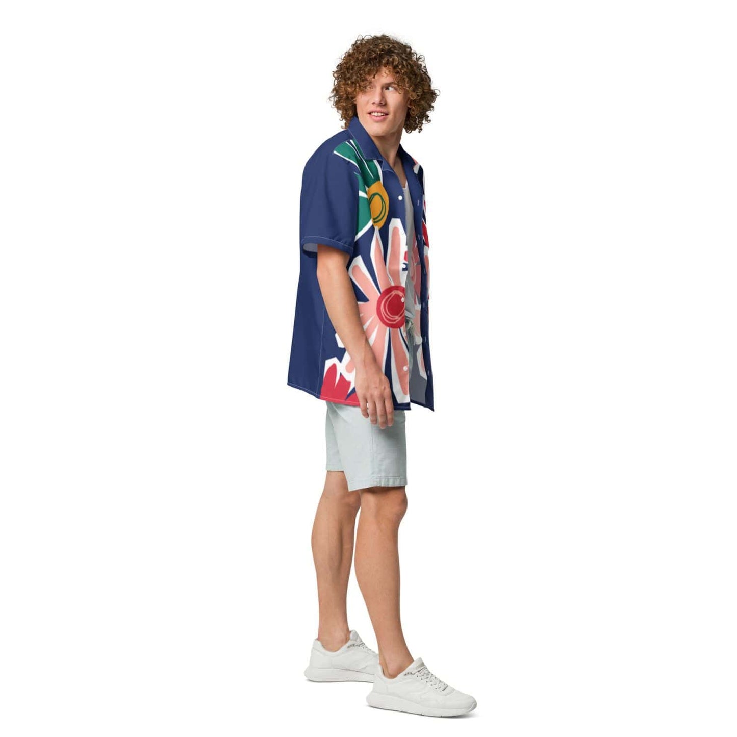 Allover Herren Oversize-Hemd HB7141 floral navy blue