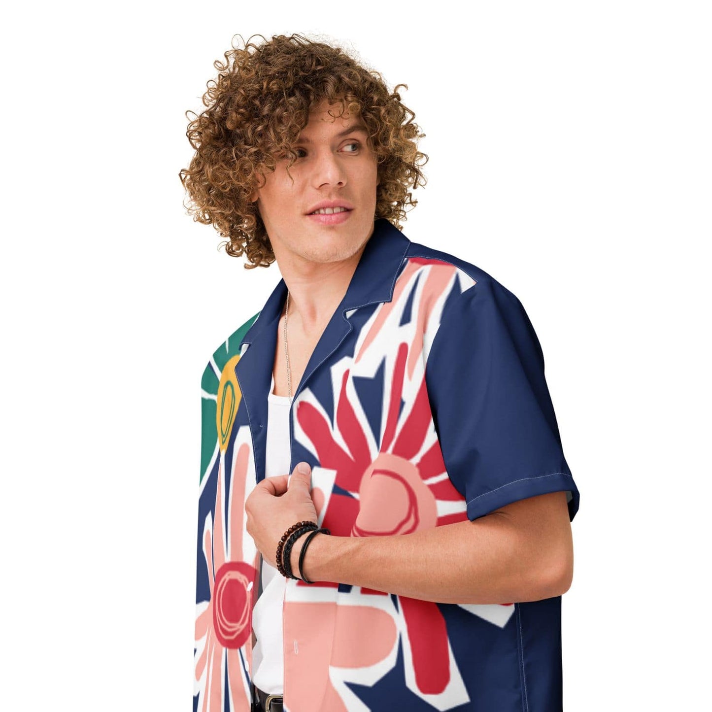 Allover Herren Oversize-Hemd HB7141 floral navy blue
