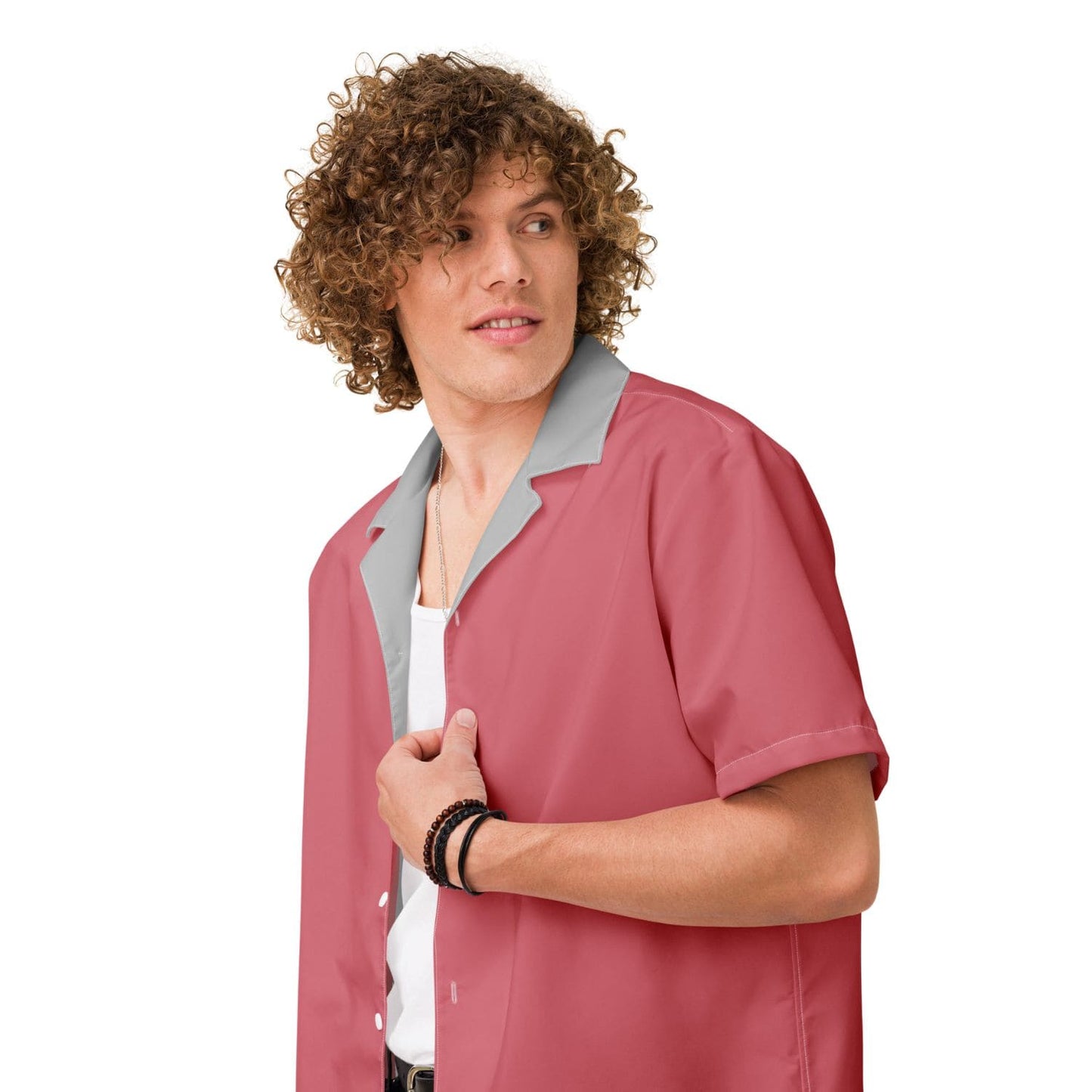 Allover Herren Oversize-Hemd HB7143 flamingo kabarett rot