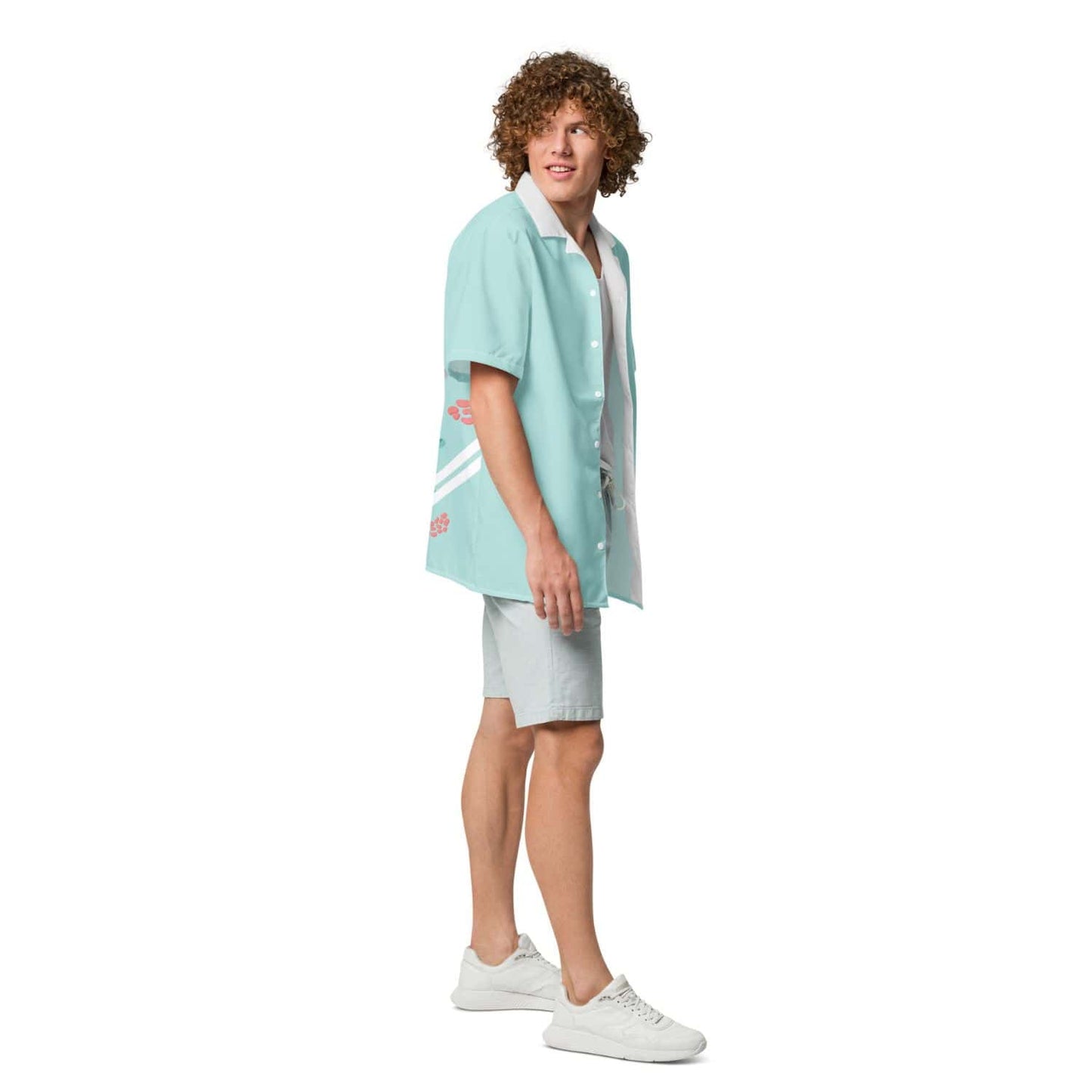 Allover Herren Oversize-Hemd HB7144 schwäne türkis silber
