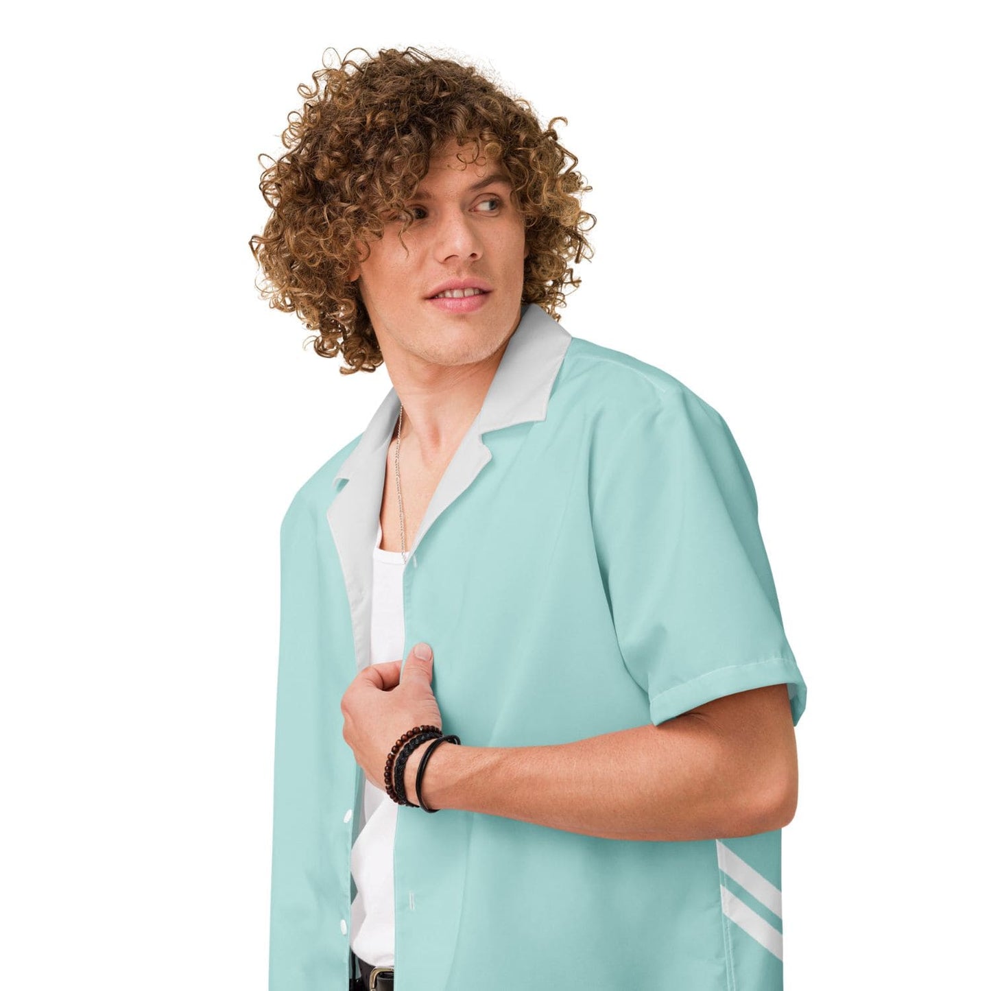 Allover Herren Oversize-Hemd HB7144 schwäne türkis silber