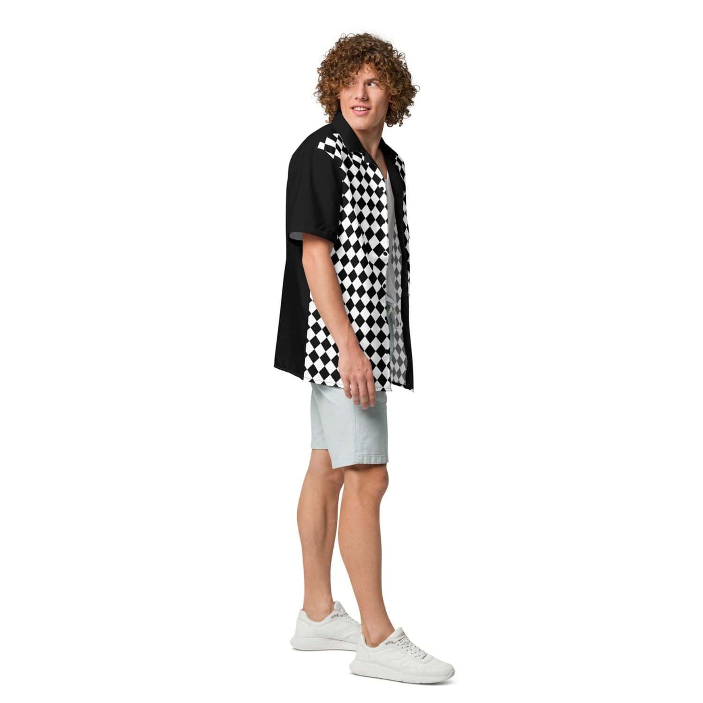 Allover Herren Oversize-Hemd HB7146 schwarz weiss kariert