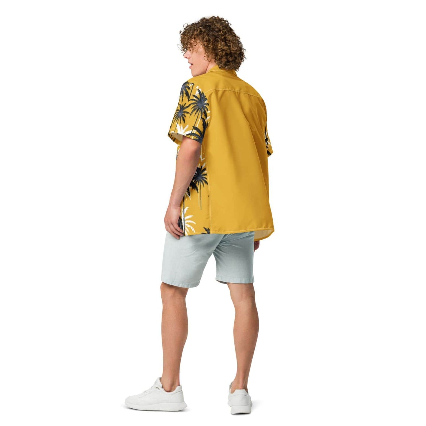 Allover Herren Oversize-Hemd HB7148 palmen dunkelgelb