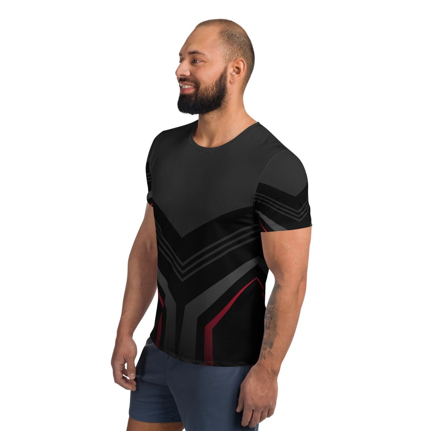 Allover Herren Sport-T-Shirt HB5096 schwarz grau rot