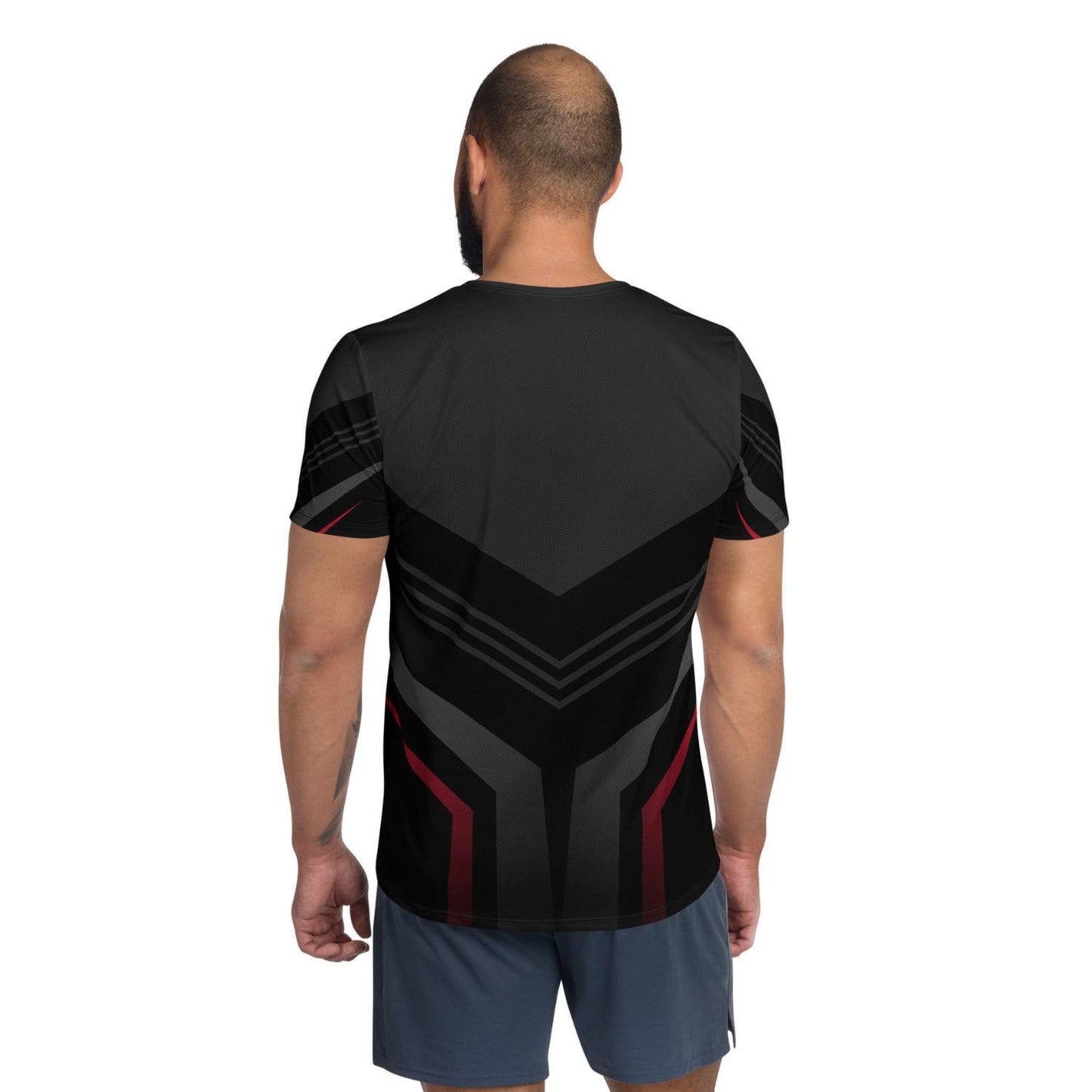 Allover Herren Sport-T-Shirt HB5096 schwarz grau rot