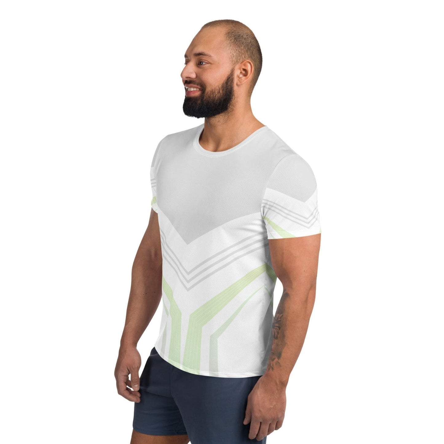 Allover Herren Sport-T-Shirt HB5097 weiss grau light green