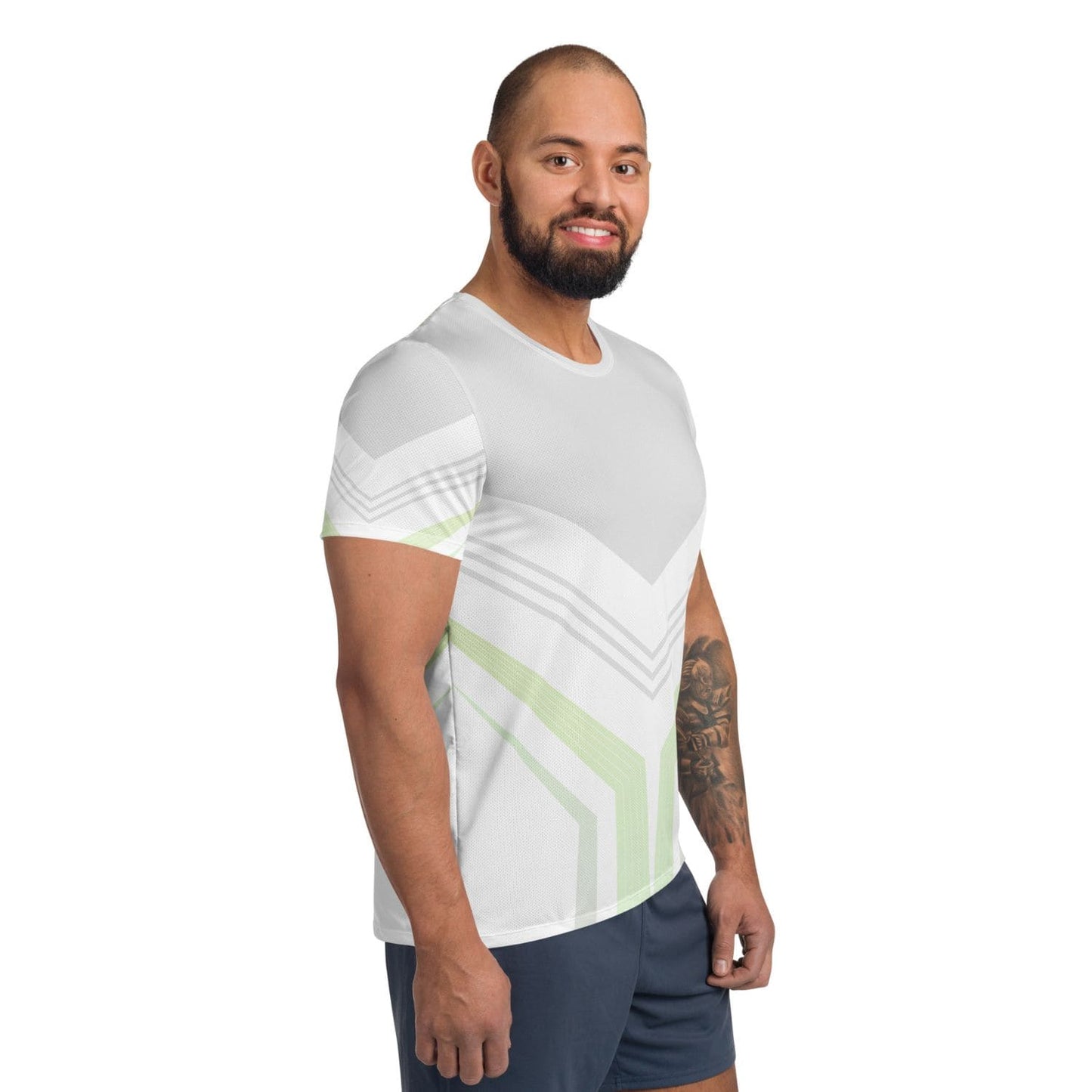 Allover Herren Sport-T-Shirt HB5097 weiss grau light green