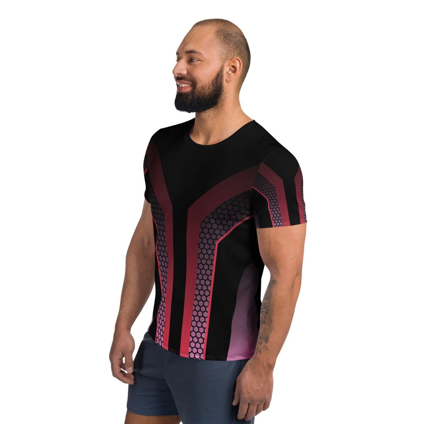 Allover Herren Sport-T-Shirt HB5098 schwarz rot