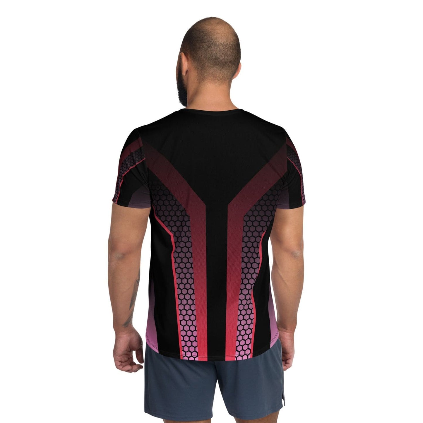 Allover Herren Sport-T-Shirt HB5098 schwarz rot