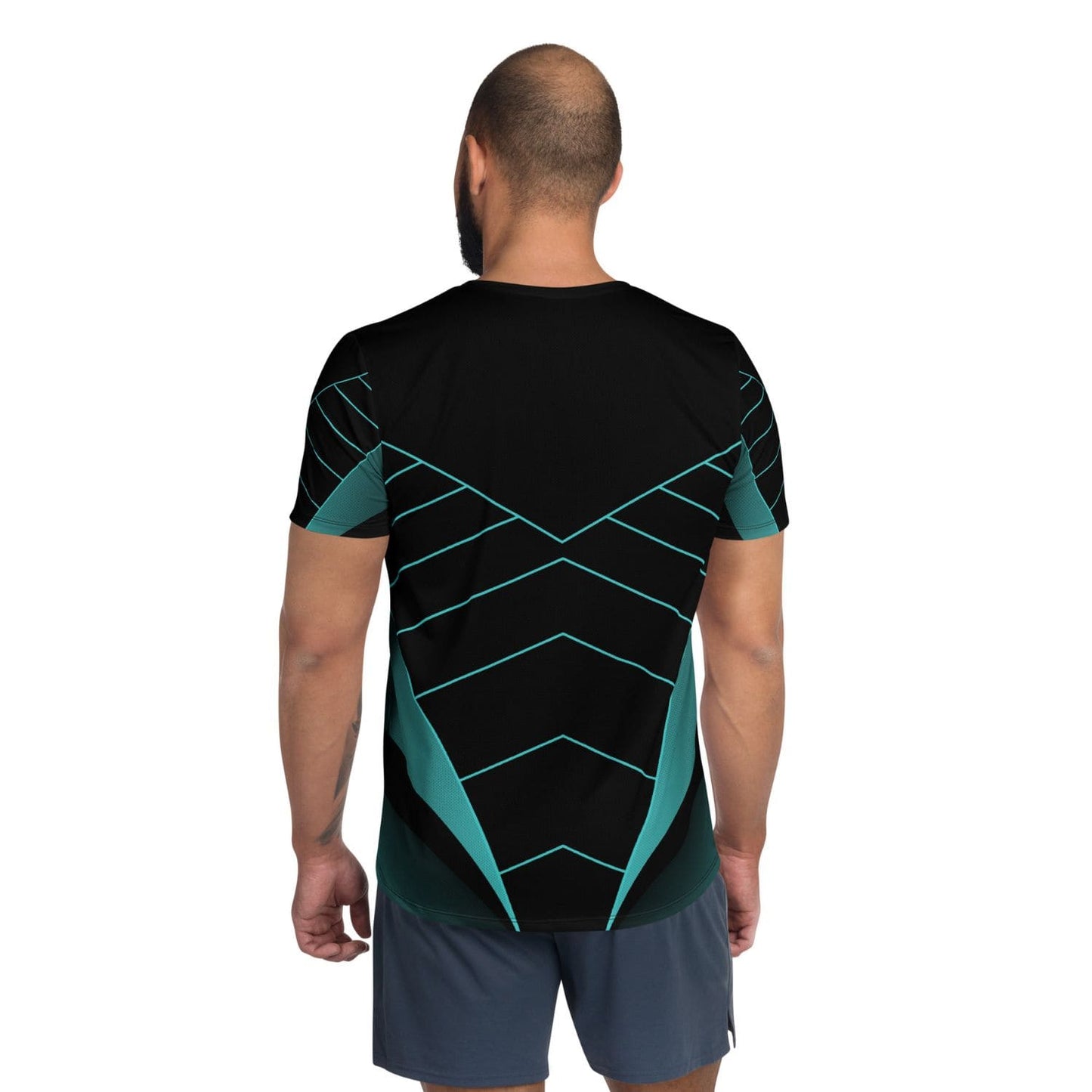 Allover Herren Sport-T-Shirt HB5099 schwarz türkis