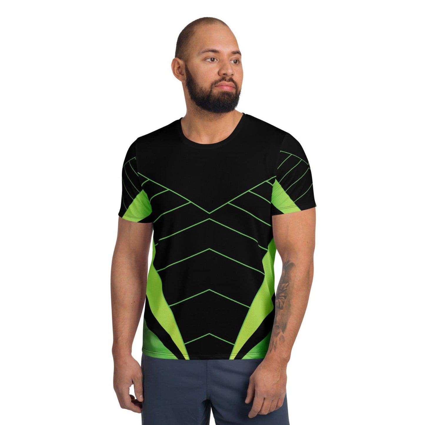 Allover Herren Sport-T-Shirt HB5100 schwarz grün