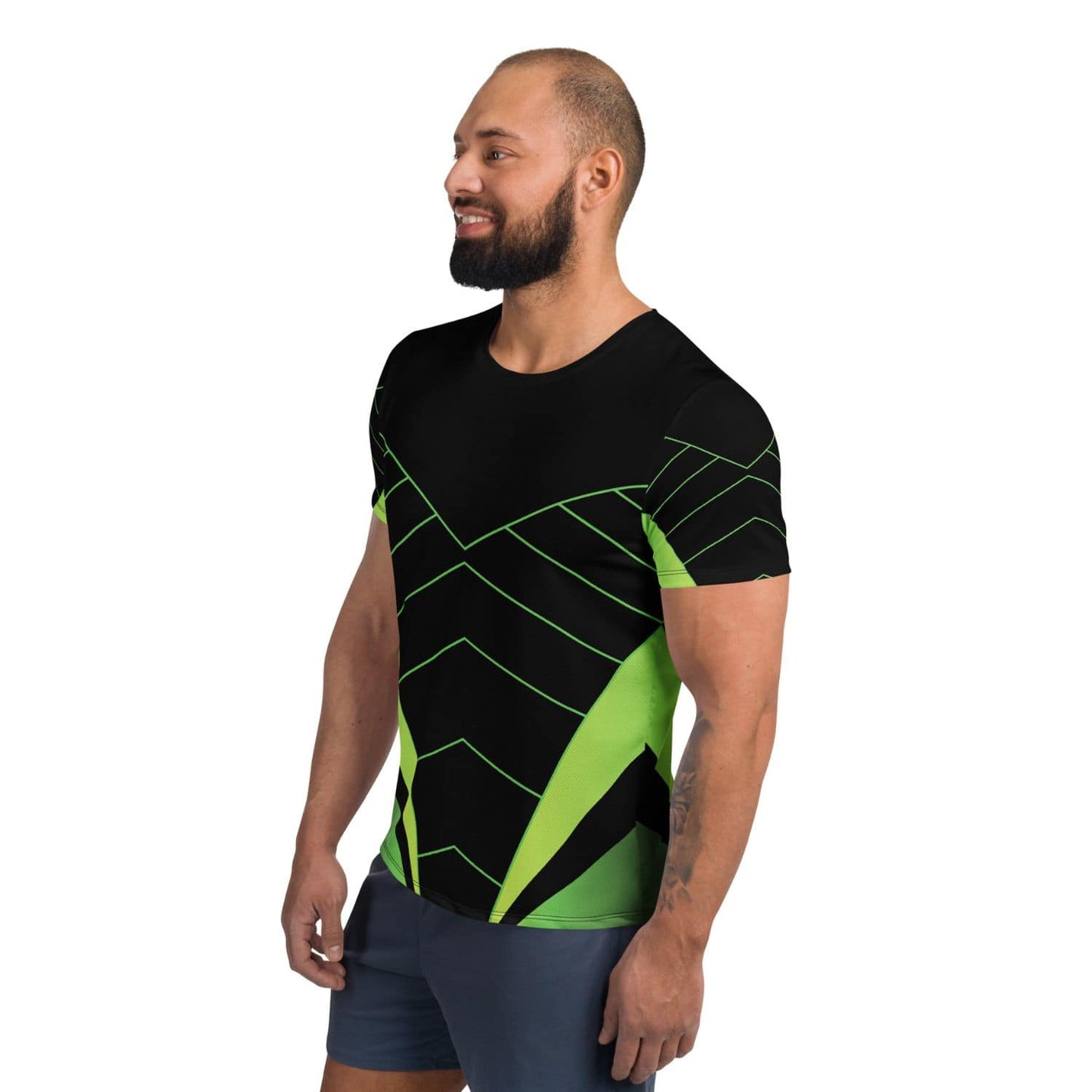 Allover Herren Sport-T-Shirt HB5100 schwarz grün