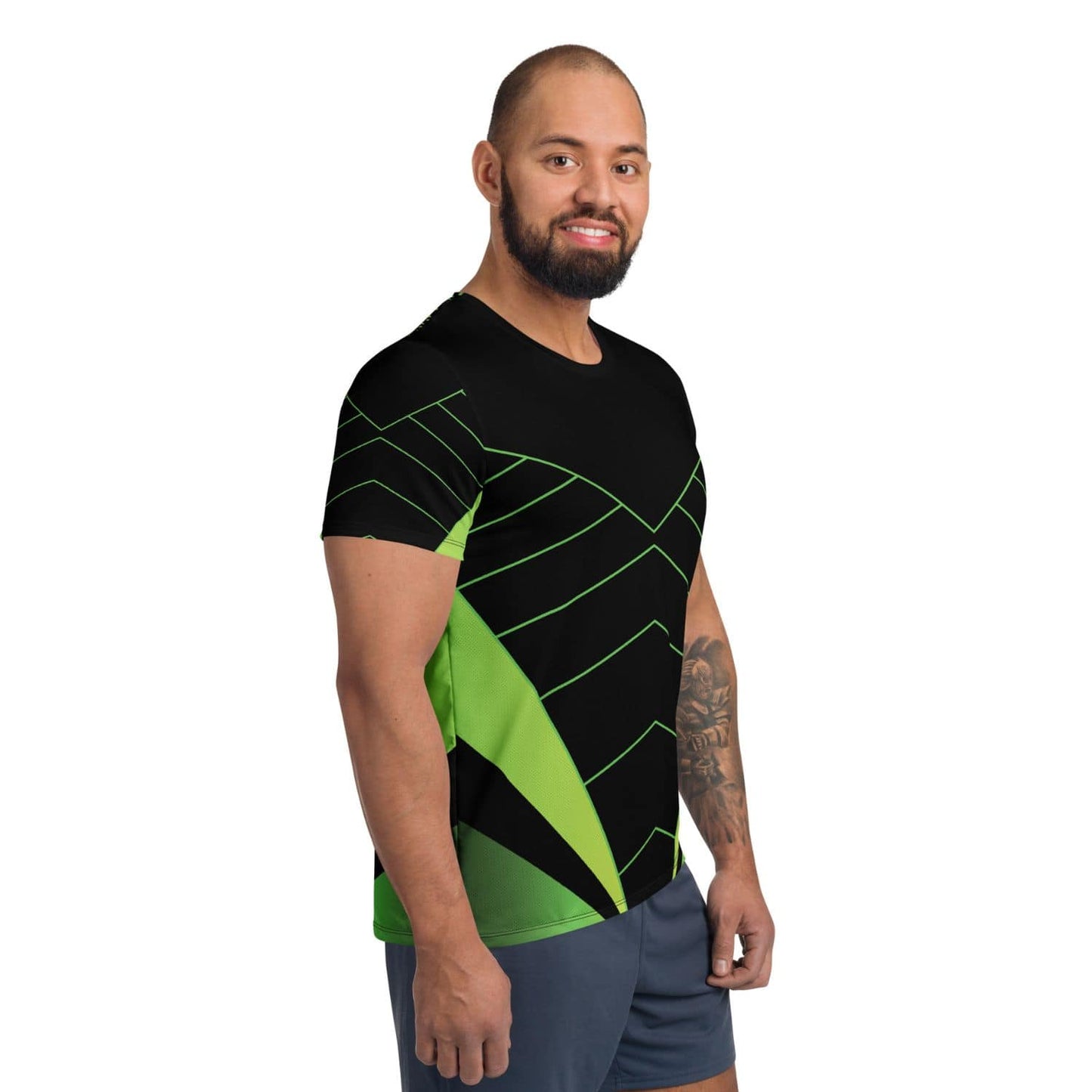 Allover Herren Sport-T-Shirt HB5100 schwarz grün