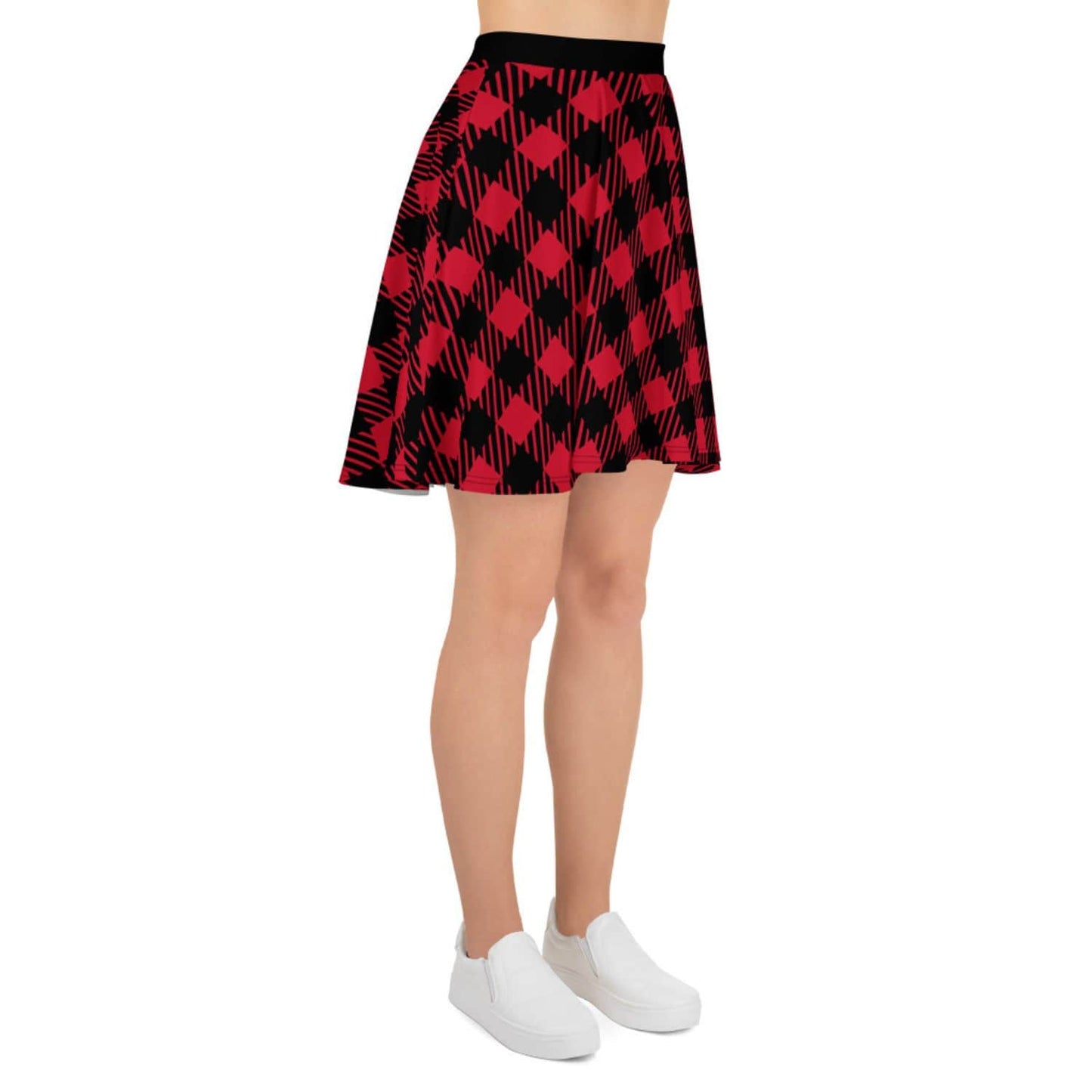 Alloverprint Damen Skaterrock PF3169 dark red schwarz kariert