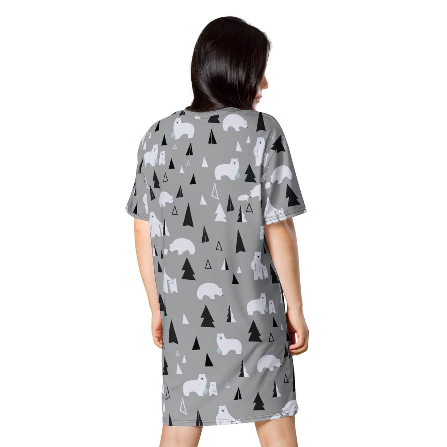 Alloverprint T-Shirt-Kleid HB9089 Eisbär grau