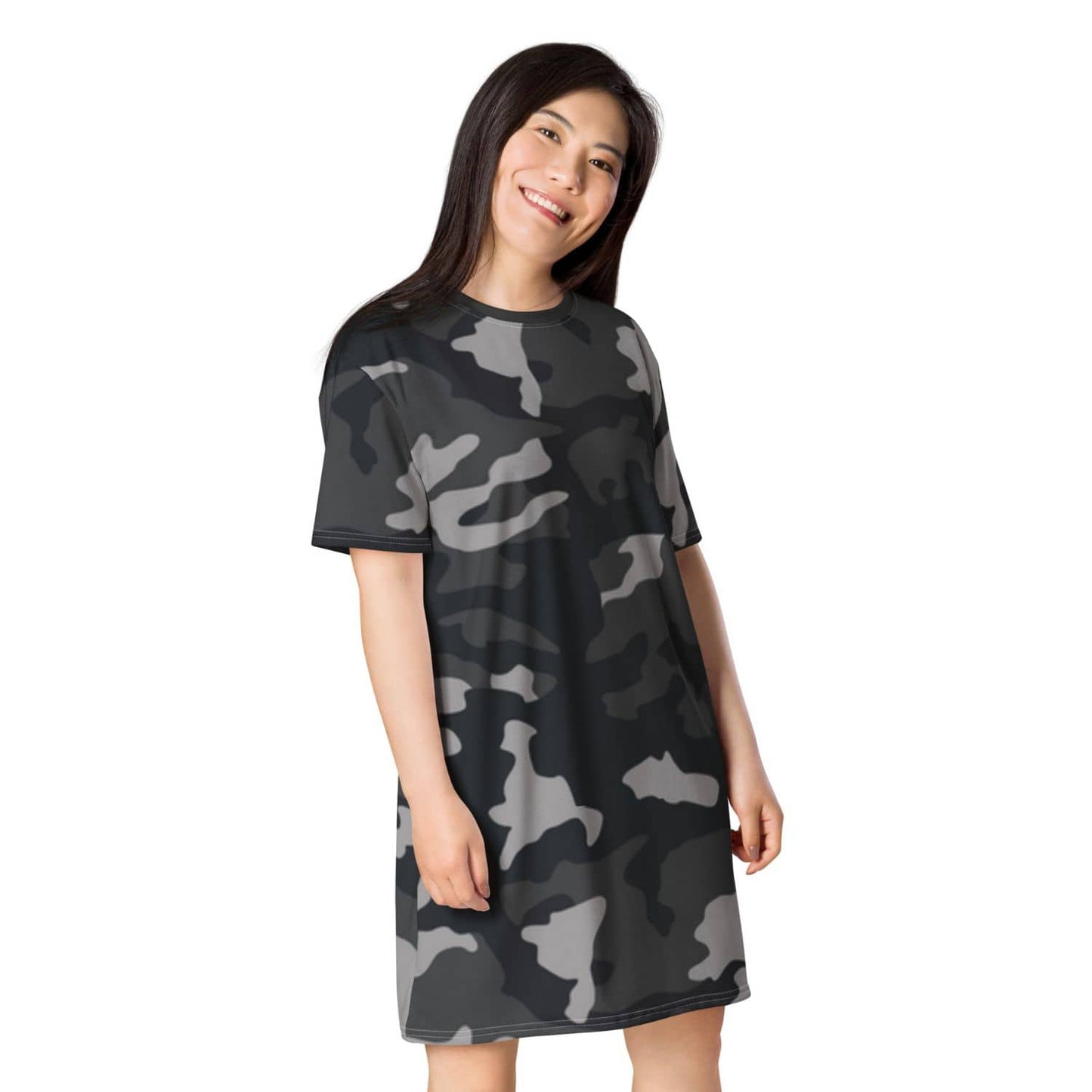 Alloverprint T-Shirt-Kleid HB9090 camouflage grau