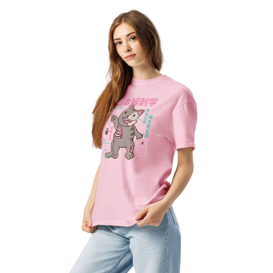 Anime Manga Damen T-Shirt Katze PF3264 rosa