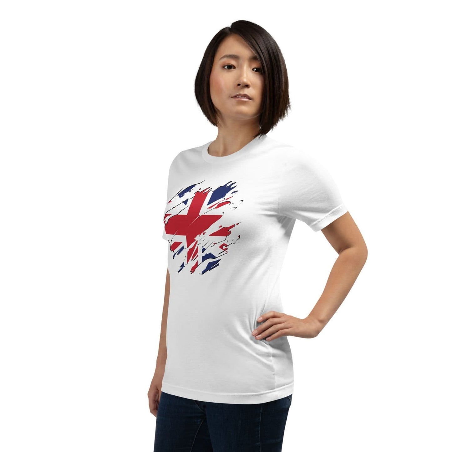 Bella Canvas Damen T-Shirt HB3076 Union Jack weiss