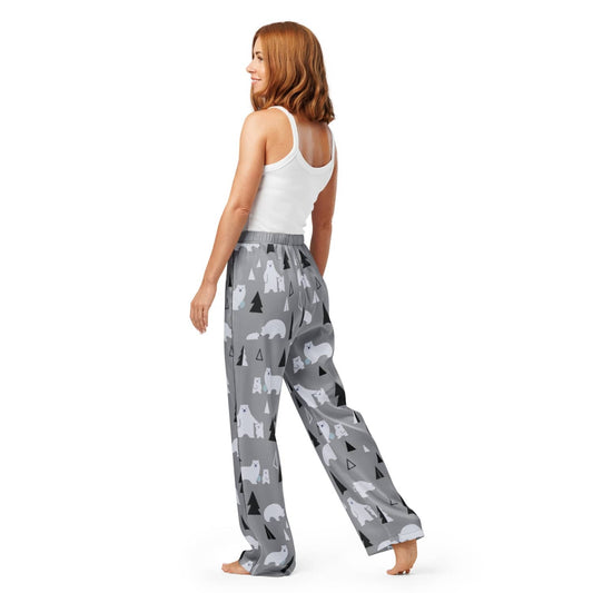 Damen Pyjama-Hose lang PF9225 Eisbär grau