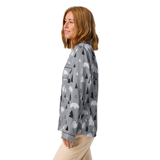 Damen Pyjama-Oberteil lang PF9222 Eisbär grau