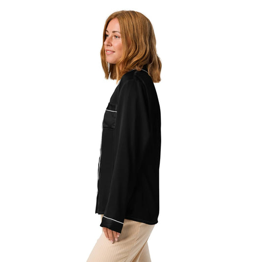 Damen Pyjama-Oberteil lang PF9224 uni schwarz