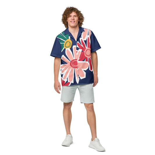 Allover Herren Oversize-Hemd HB7141 floral navy blue