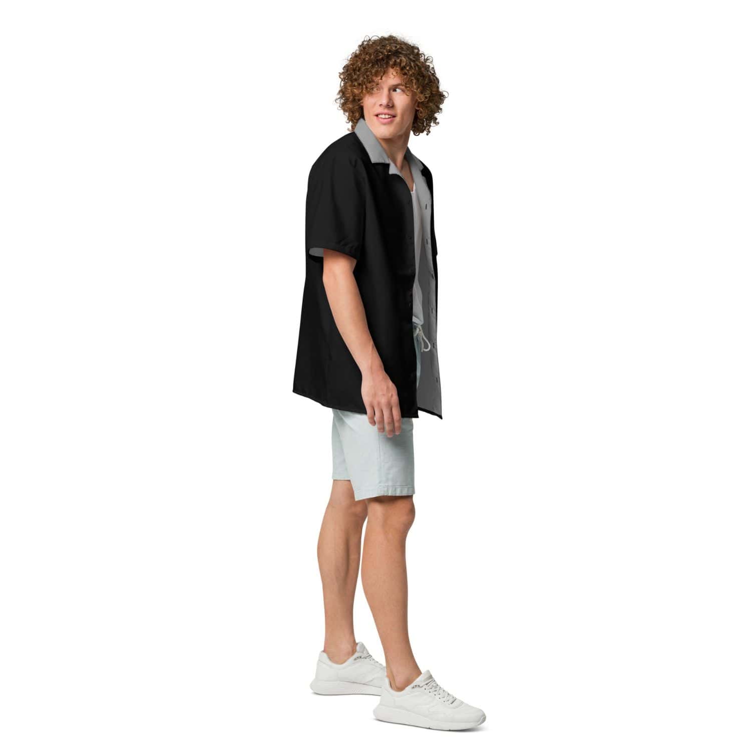 Allover Herren Oversize-Hemd HB7145 bone hand schwarz grau