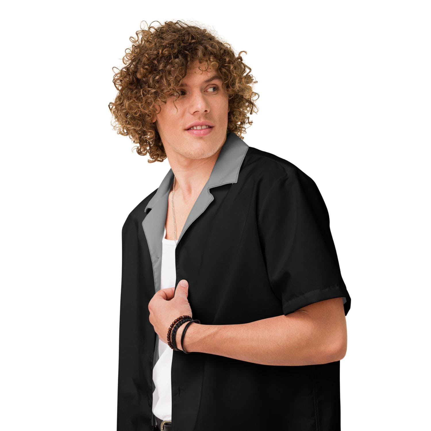 Allover Herren Oversize-Hemd HB7145 bone hand schwarz grau