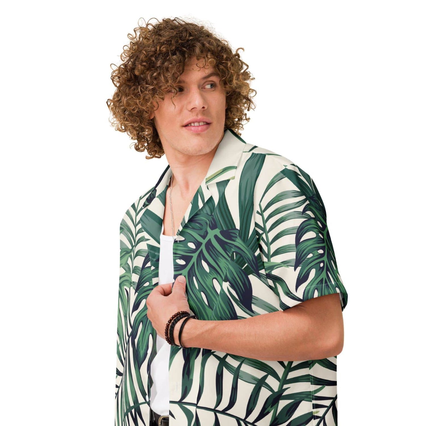 Allover Herren Oversize-Hemd PF7127 beige grün