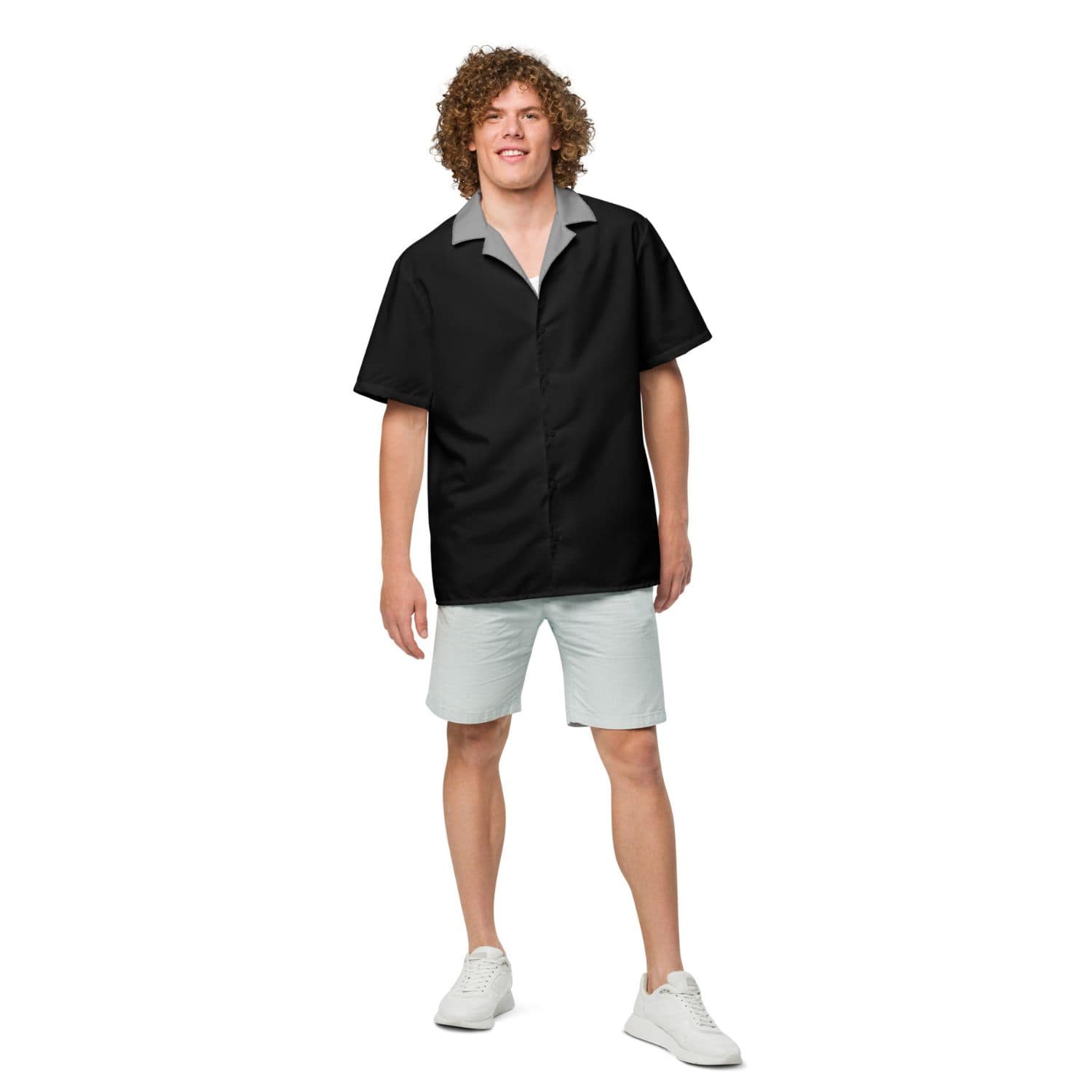 Allover Herren Oversize-Hemd PF7134 Bone Hand schwarz grau