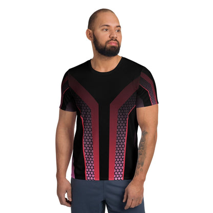 Allover Herren Sport-T-Shirt HB5098 schwarz rot