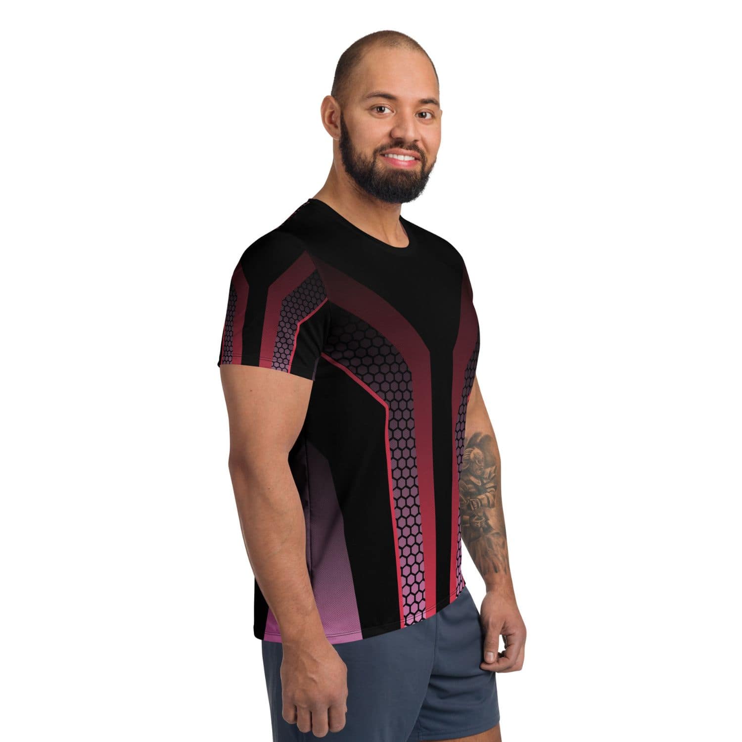 Allover Herren Sport-T-Shirt HB5098 schwarz rot