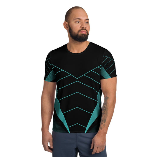 Allover Herren Sport-T-Shirt HB5099 schwarz türkis