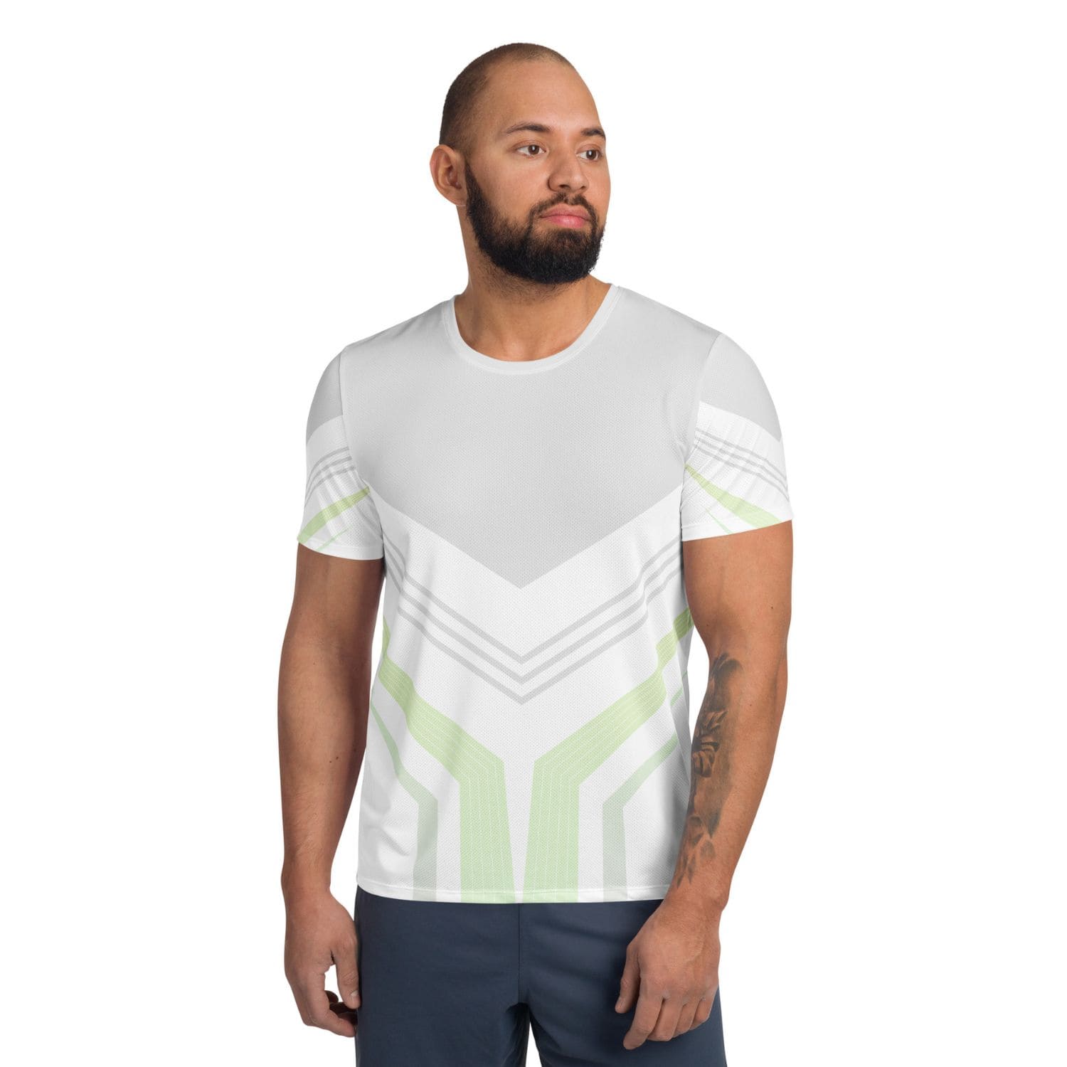 Allover Herren Sport T-Shirt PF5086 weiß grau limone