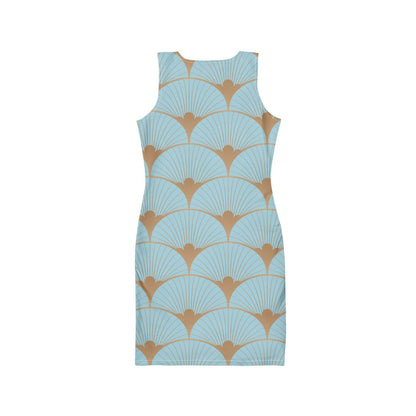 Alloverprint Bodycon Kleid HB3120 blau gold