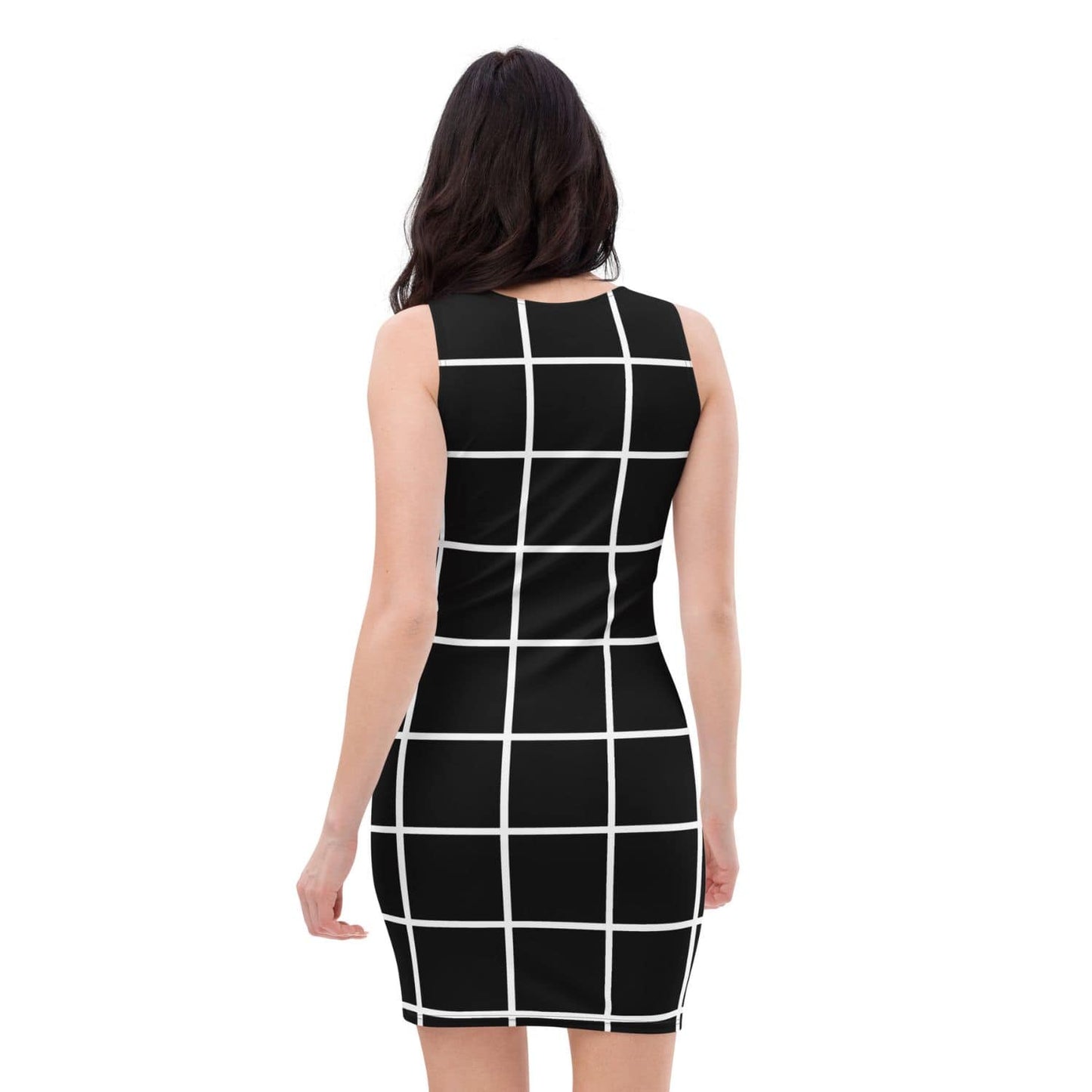 Alloverprint Damen Bodycon Kleid PF3106 schwarz weiss kariert