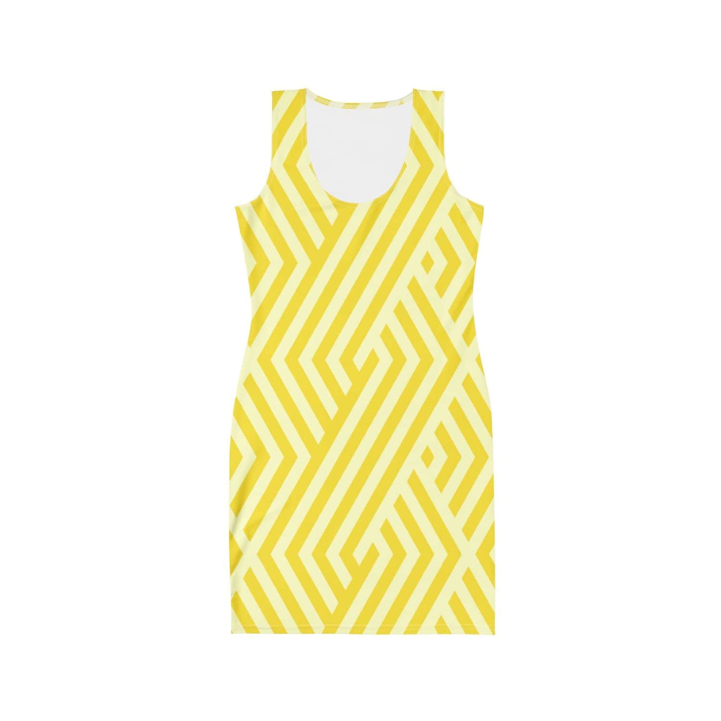 Alloverprint Damen Bodycon Kleid PF3107 gelb geometrisch