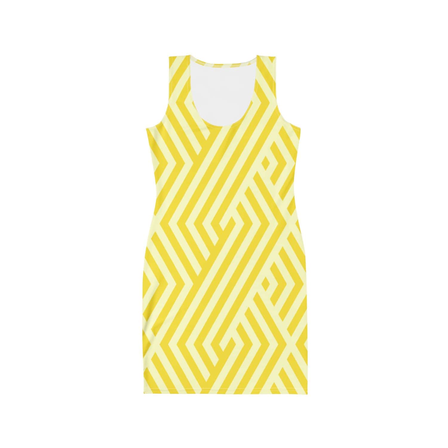 Alloverprint Damen Bodycon Kleid PF3107 gelb geometrisch