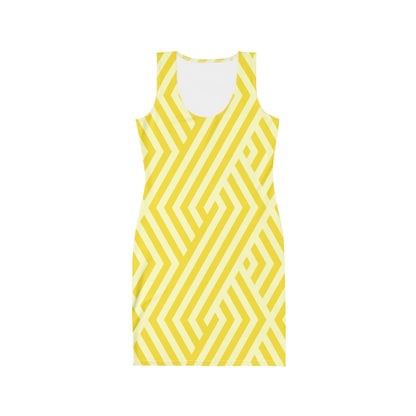 Alloverprint Damen Bodycon Kleid PF3107 gelb geometrisch