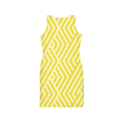 Alloverprint Damen Bodycon Kleid PF3107 gelb geometrisch