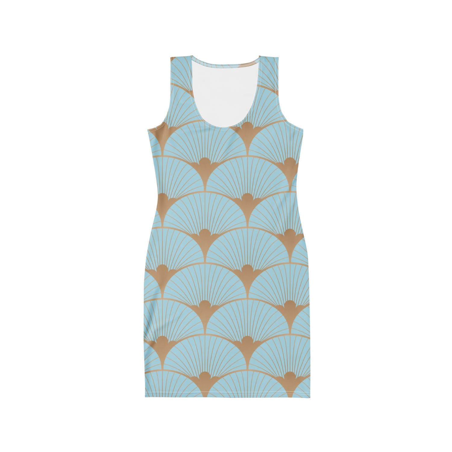 Alloverprint Damen Bodycon Kleid PF3108 blau gold