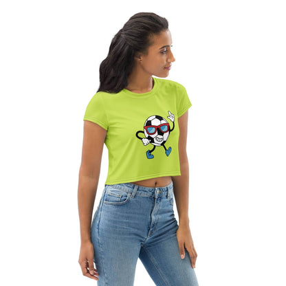 Alloverprint Damen Crop-Top PF3207 Football limette