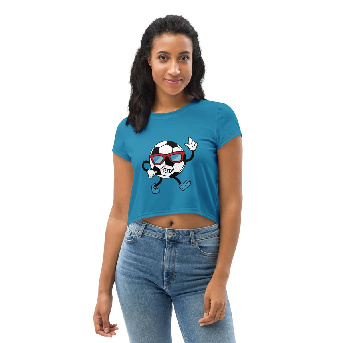 Alloverprint Damen Crop-Top PF3208 Football indigo blue