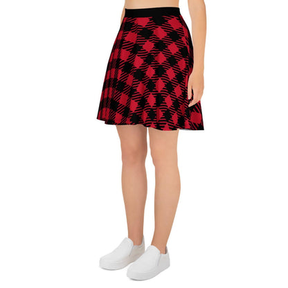Alloverprint Damen Skaterrock PF3169 dark red schwarz kariert