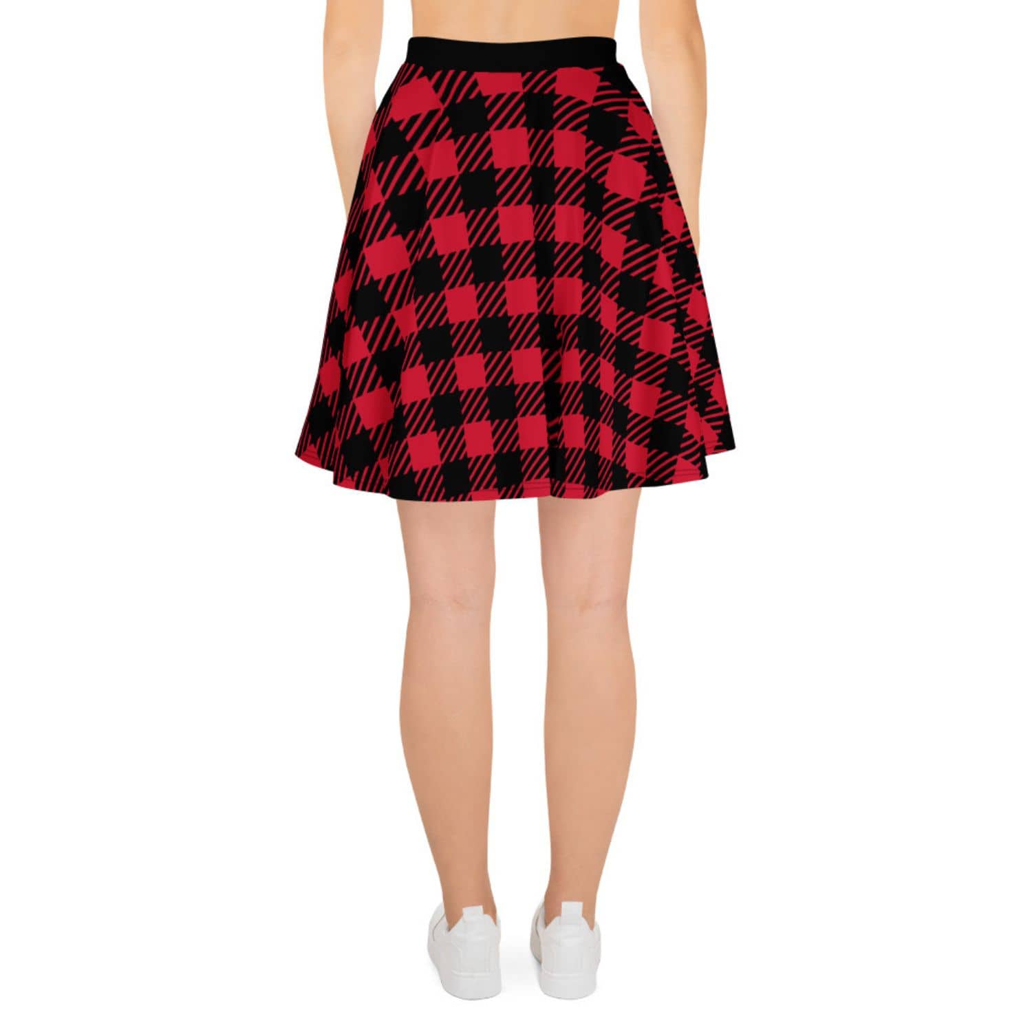 Alloverprint Damen Skaterrock PF3169 dark red schwarz kariert