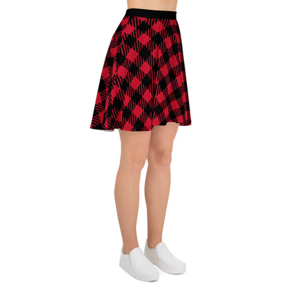 Alloverprint Damen Skaterrock PF3169 dark red schwarz kariert