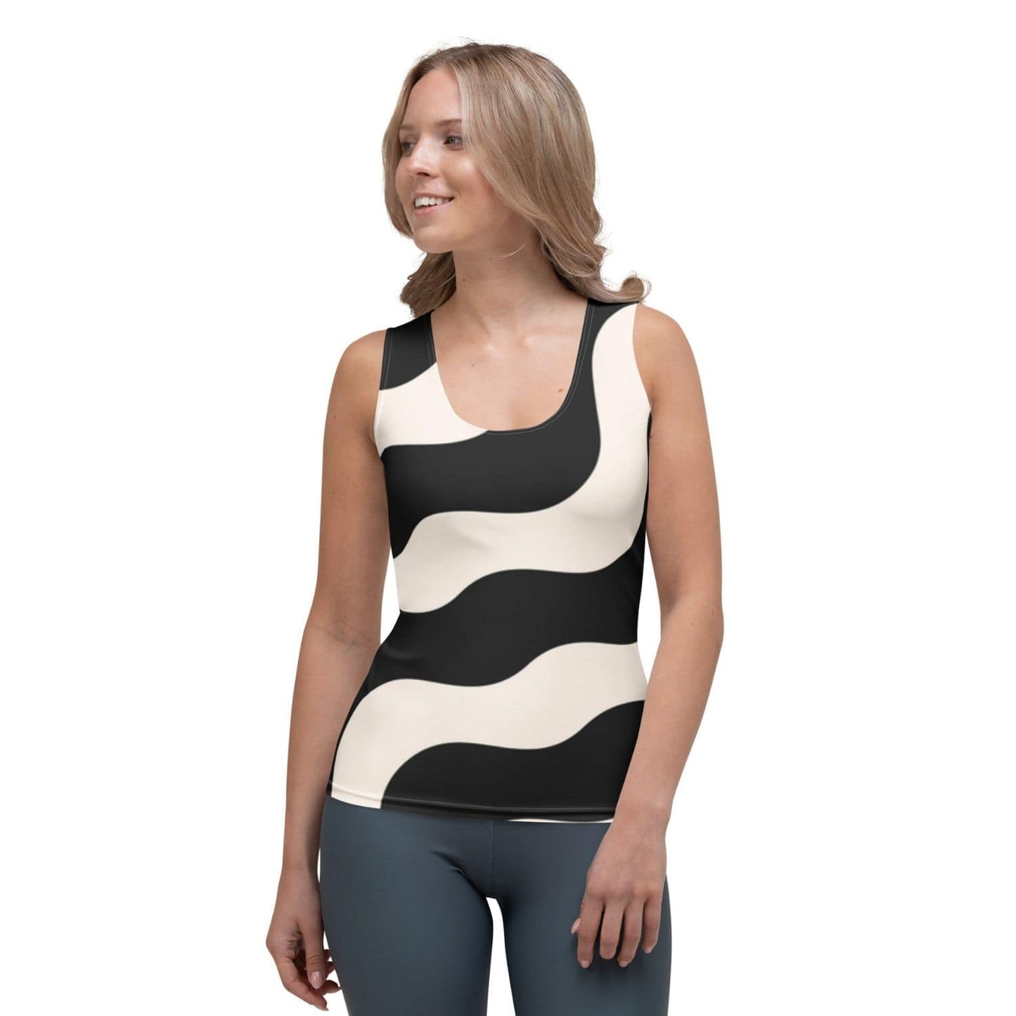 Alloverprint Damen Tank-Top PF3155 schwarz beige