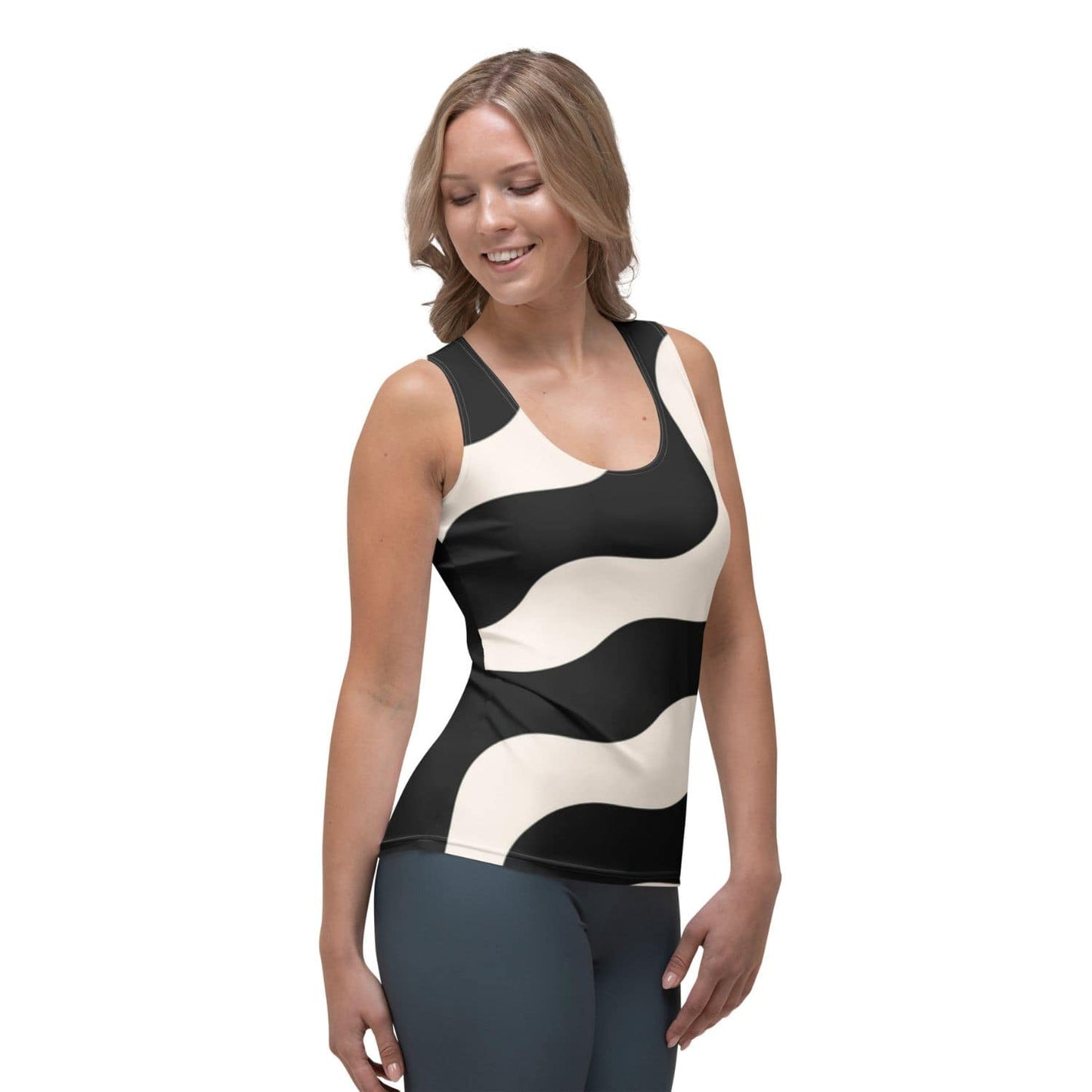 Alloverprint Damen Tank-Top PF3155 schwarz beige