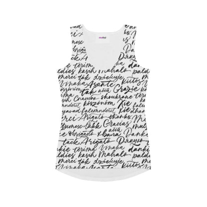 Alloverprint Damen Tank-Top PF3158 weiss mit Text