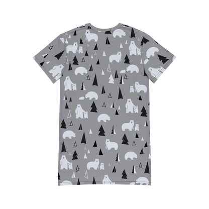 Alloverprint T-Shirt-Kleid HB9089 Eisbär grau